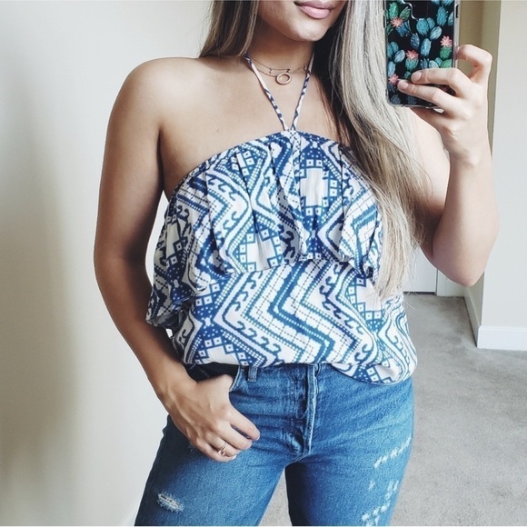 Daughters of the Revolution Blue Halter Top 3 L - Picture 1 of 9